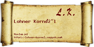Lohner Kornél névjegykártya